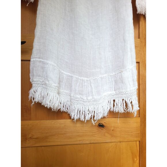 Romantic Boho 100% Cotton White Mini Dress Swim Cover Up Resort Vacation MEDIUM‎ - Picture 9 of 10